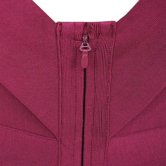 Women Wide Strap V-Neck Cross Over Design Stretchy Elegant Fitted Bandage Dress - Picture 7 of 9